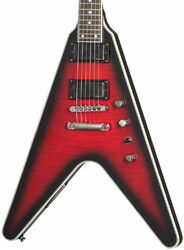 Metal electric guitar Epiphone Dave Mustaine Flying V Prophecy - Aged dark red burst