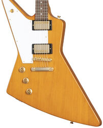 Left-handed electric guitar Epiphone Original 1958 Explorer Korina White Pickguard LH - Aged natural