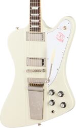 Retro rock electric guitar Epiphone 1963 Firebird V Reissue With Maestro Vibrola - Polaris White