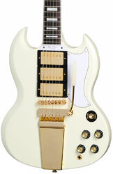 Double cut electric guitar Epiphone Inspired By Gibson 1963 Les Paul SG Custom With Maestro Vibrola - VOS Classic White