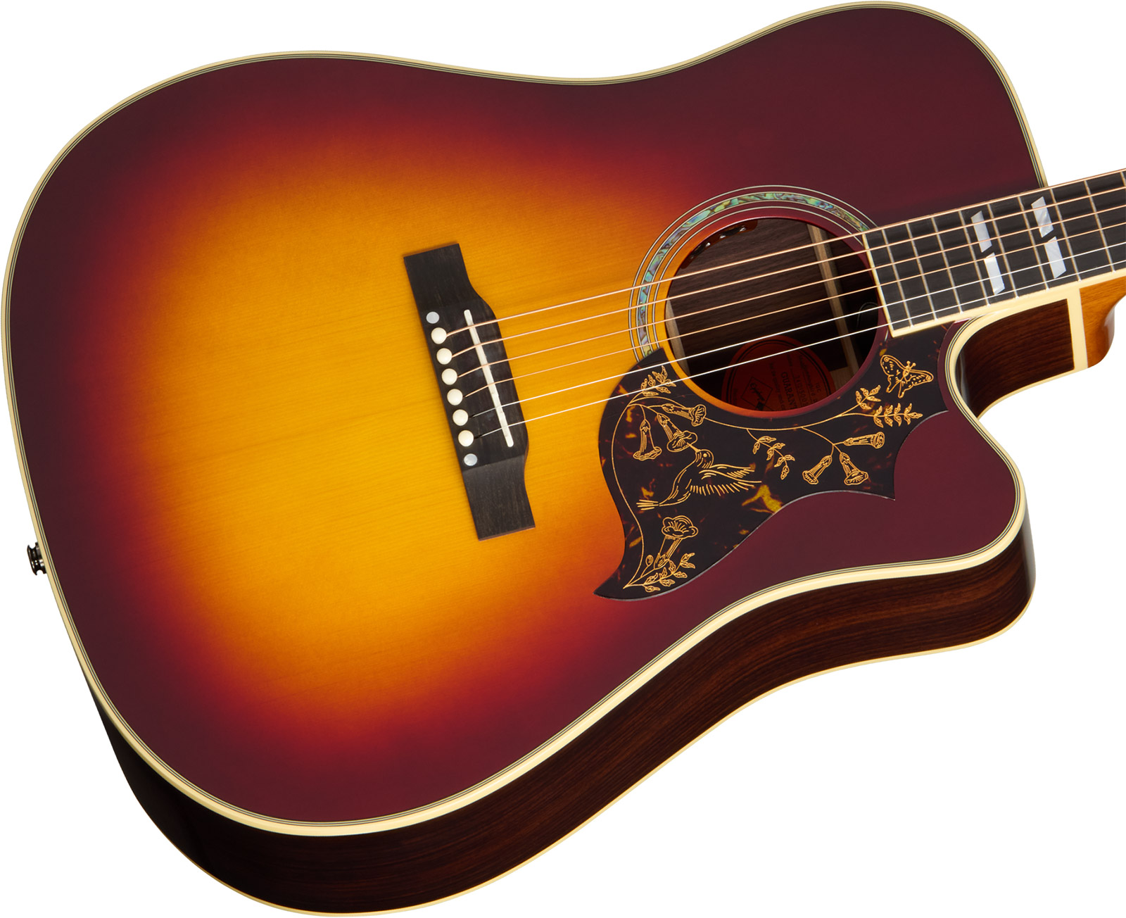 Epiphone Hummingbird Deluxe Ec Inspired By Gibson Dreadnought Cw Epicea Palissandre Eb - Autumn Burst - Folk guitar - Variation 2