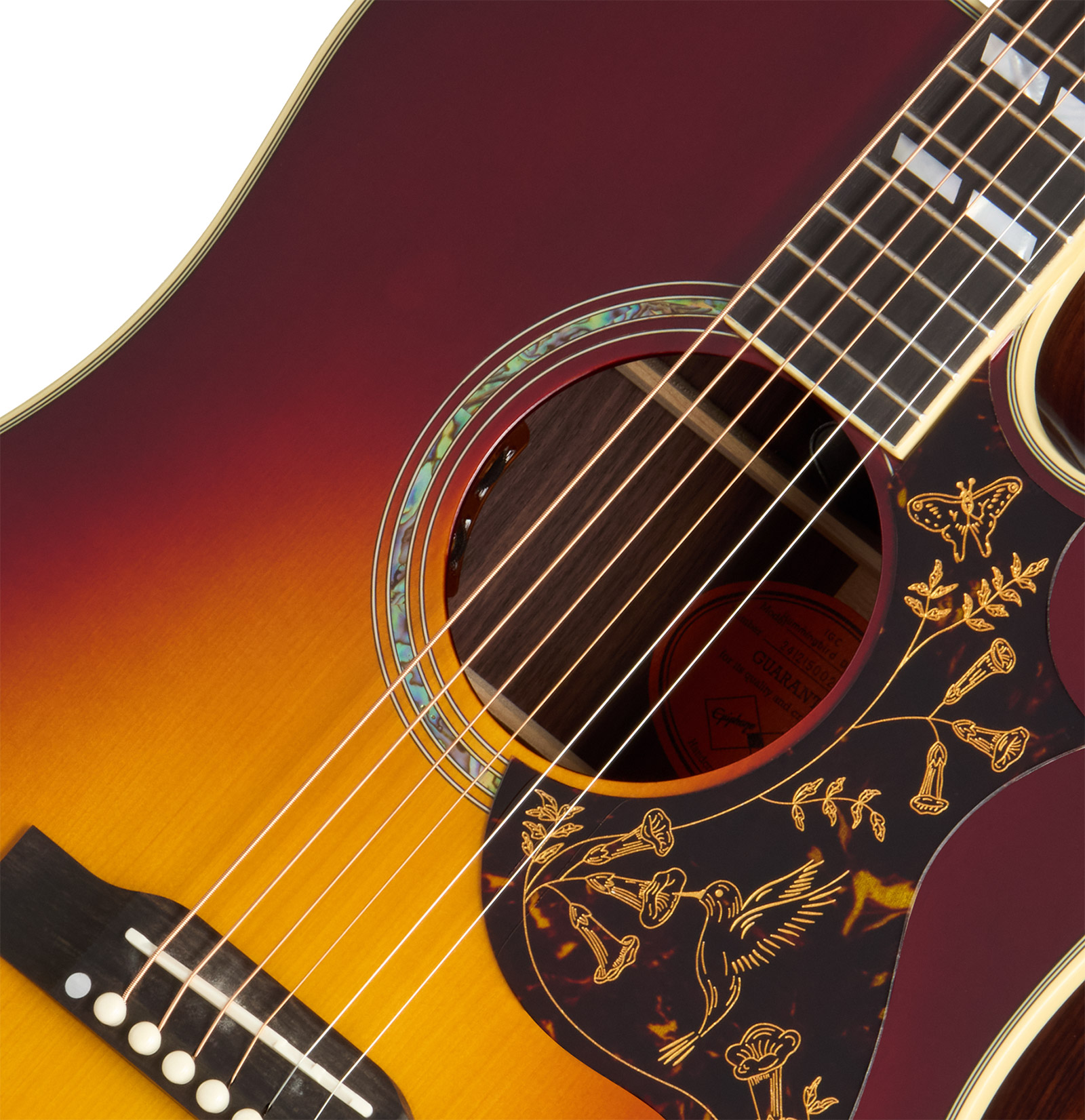 Epiphone Hummingbird Deluxe Ec Inspired By Gibson Dreadnought Cw Epicea Palissandre Eb - Autumn Burst - Folk guitar - Variation 3