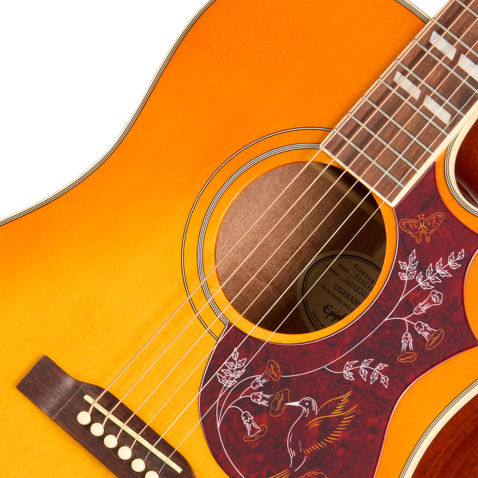 Epiphone Hummingbird Studio Ec Ibg Dreadnought Cw Epicea Acajou Rw - Heritage Cherry Sunburst - Folk guitar - Variation 2