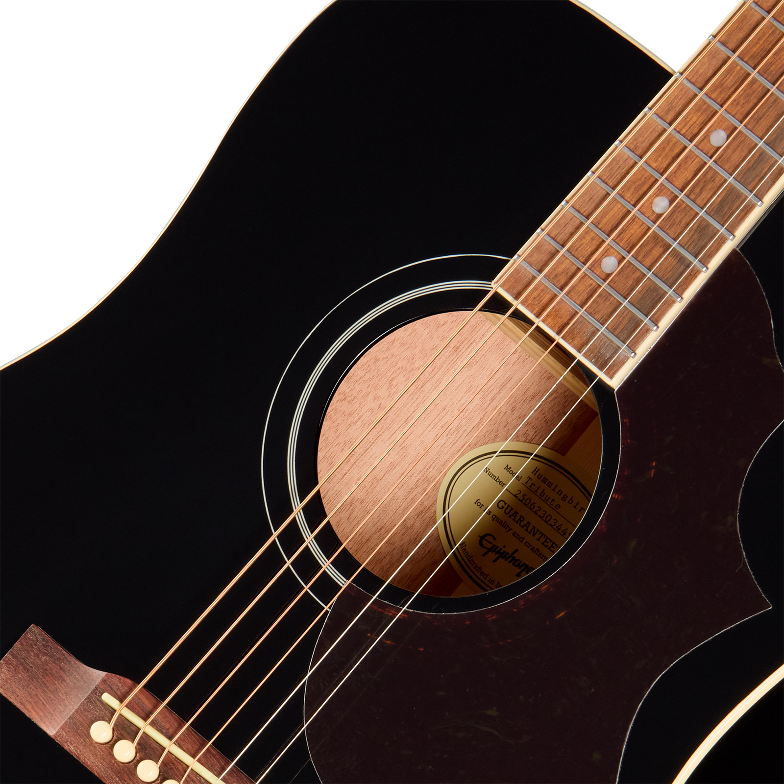 Epiphone Hummingbird Tribute Dreadnought Shsc Epicea Acajou Lau - Ebony - Folk guitar - Variation 2