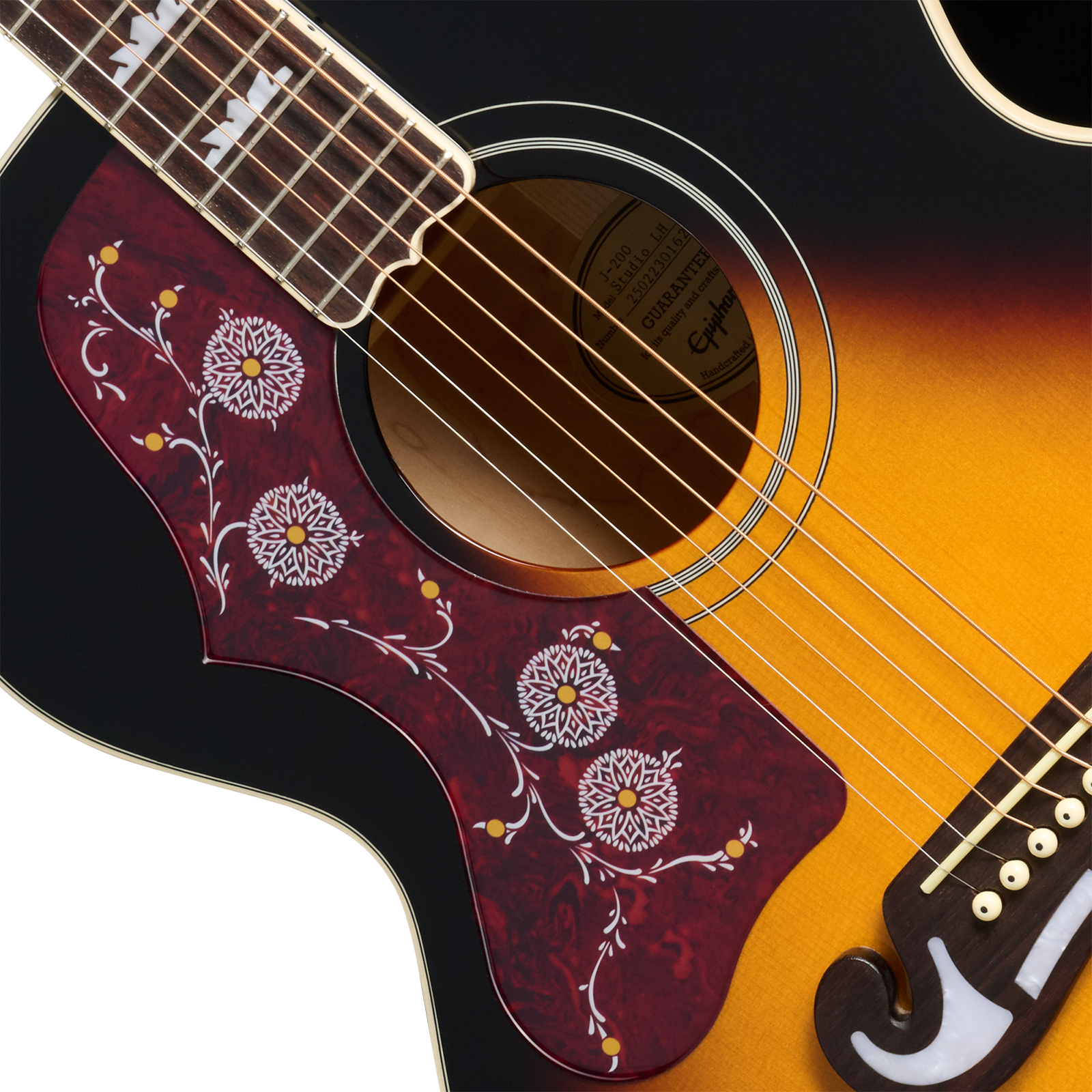 Epiphone J200 Studio Lh Gaucher Ibg Jumbo Epicea Acajou Rw - Vintage Sunburst - Folk guitar - Variation 2