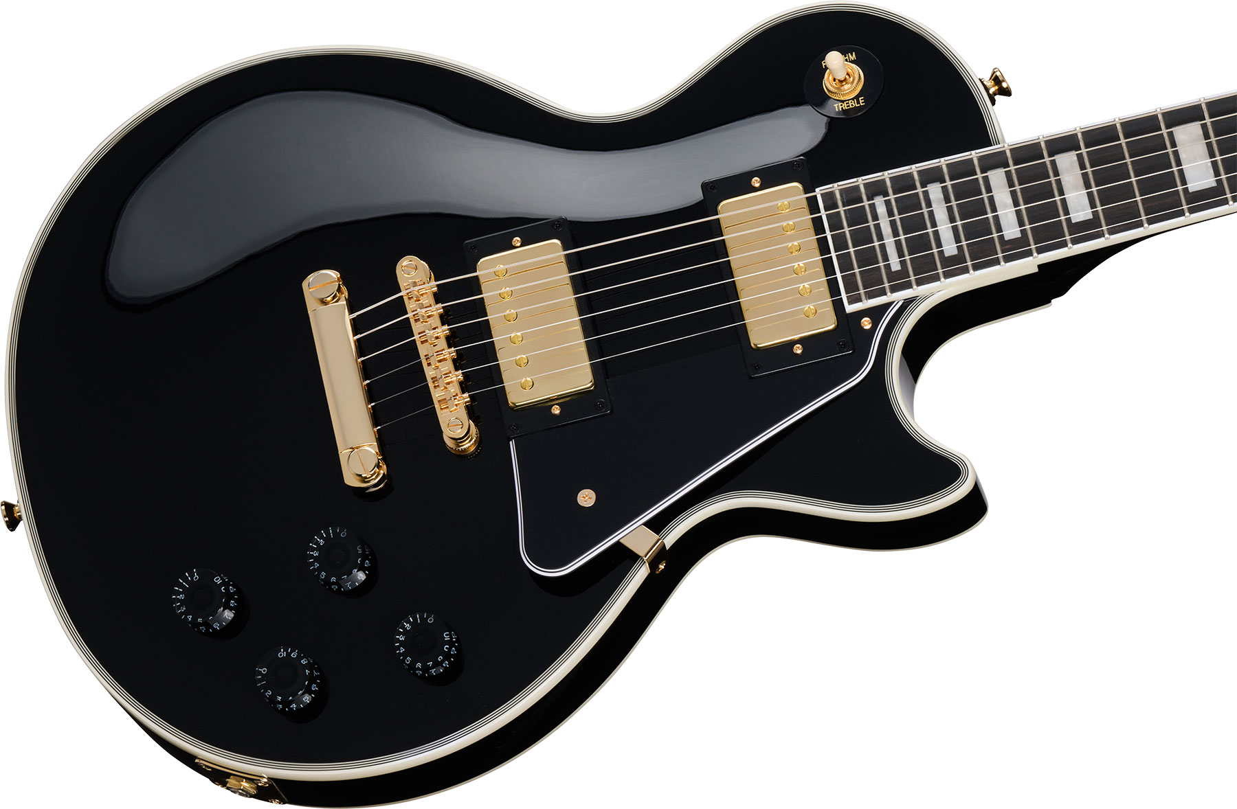 Epiphone Les Paul Custom Lh Insp. By Gibson Original Gaucher 2h Ht Eb - Ebony - Single cut electric guitar - Variation 3