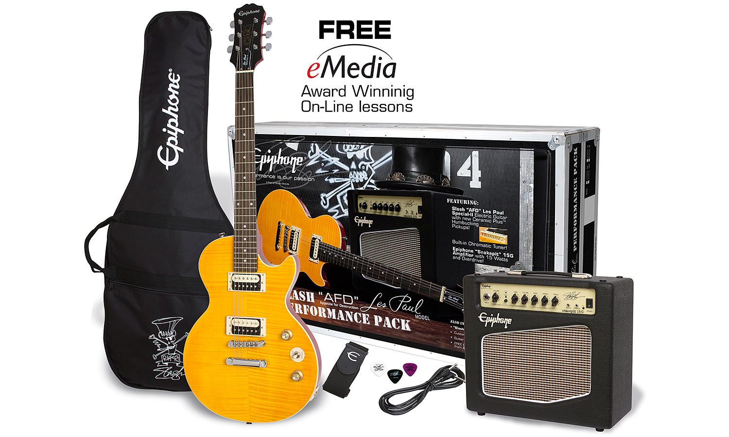 Epiphone Slash AFD Les Paul Performance Pack - appetite amber yellow  Electric guitar set