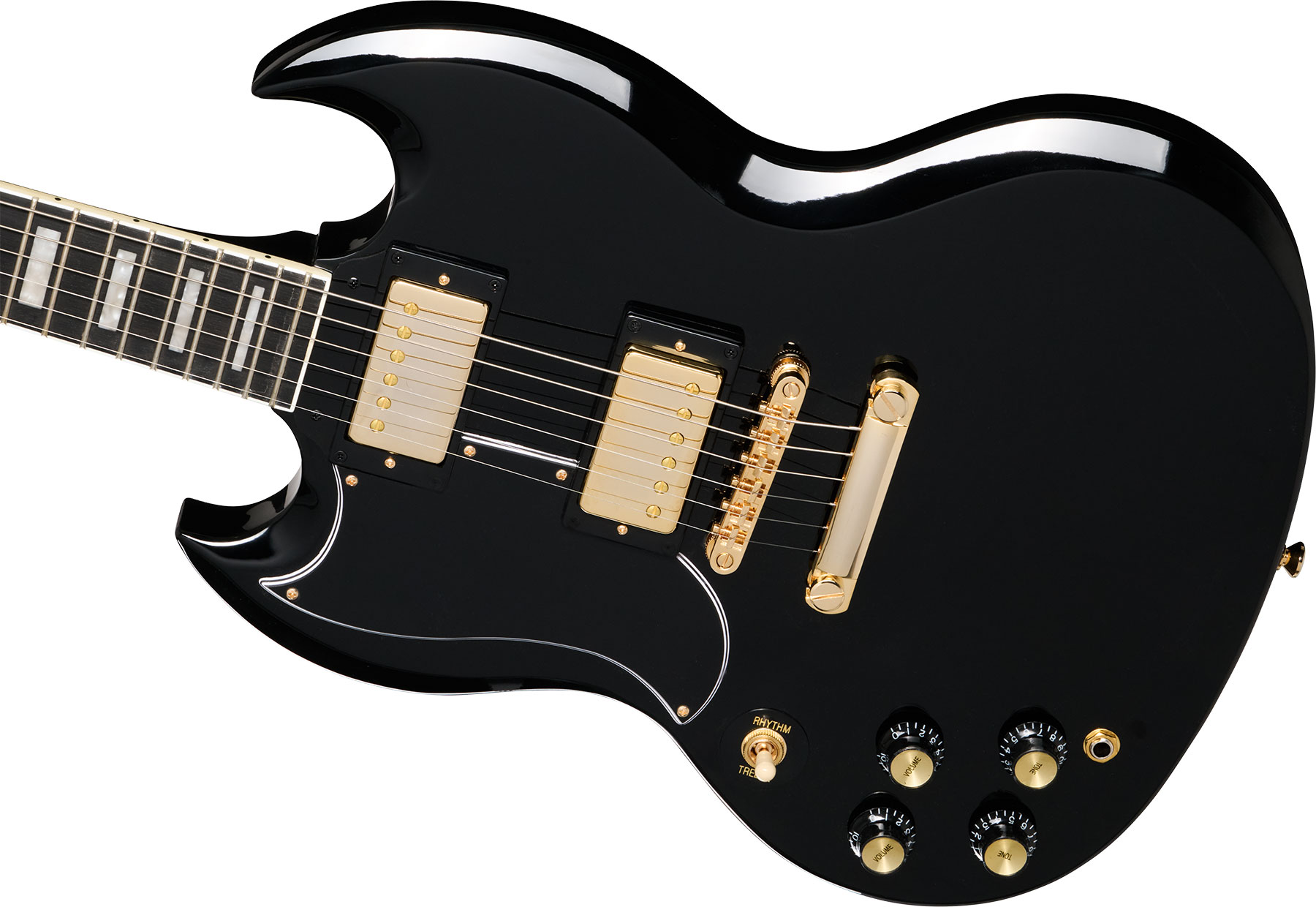 Epiphone Sg Custom Lh Insp. By Gibson Modern Gaucher 2h Ht Eb - Ebony - Double cut electric guitar - Variation 3