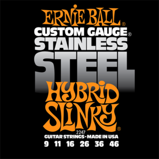 Ernie Ball Jeu De 6 Cordes Electric (6) 2247 Custom Gauge Stainless Steel Hybrid Slinky 9-46 - Electric guitar strings - Variation 1