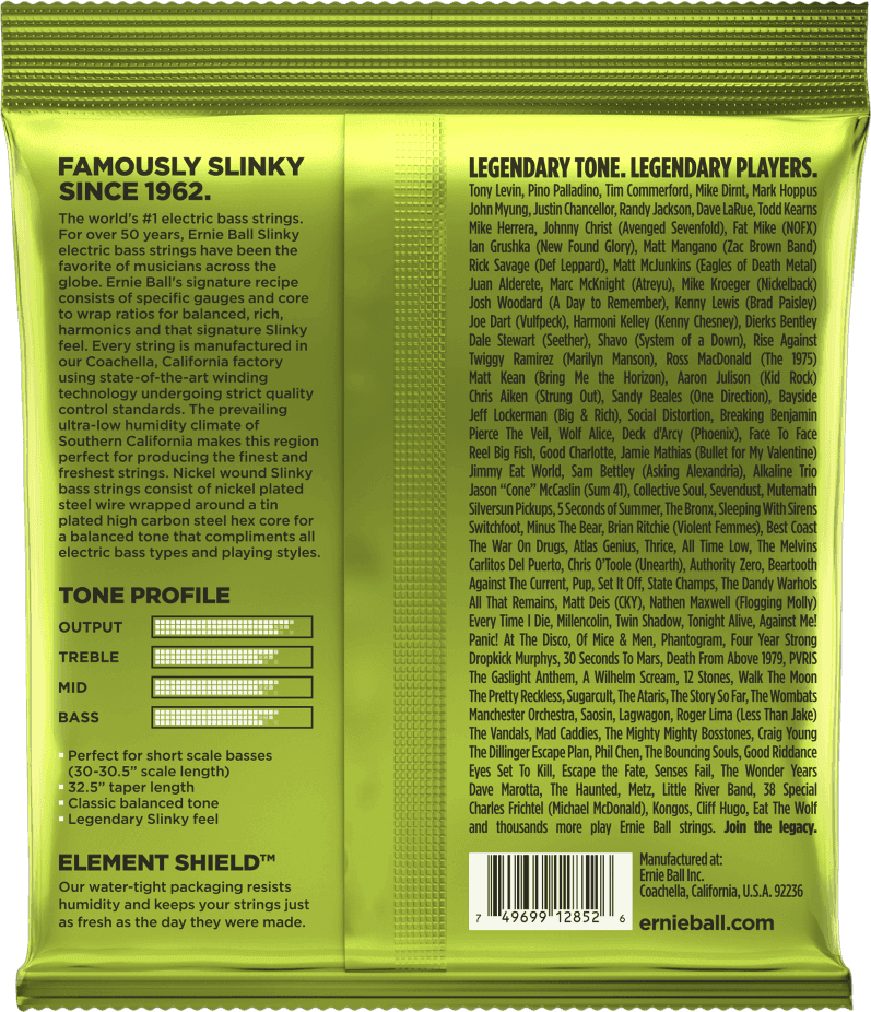 Ernie ball regular slinky nickel bass sales
