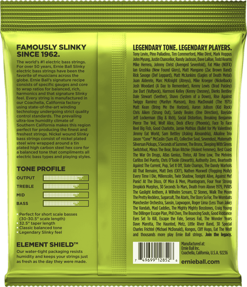 Ernie Ball Jeu De 4 Cordes Bass (4) 2852 Regular Slinky Short Scale 45-105 - Electric bass strings - Variation 1