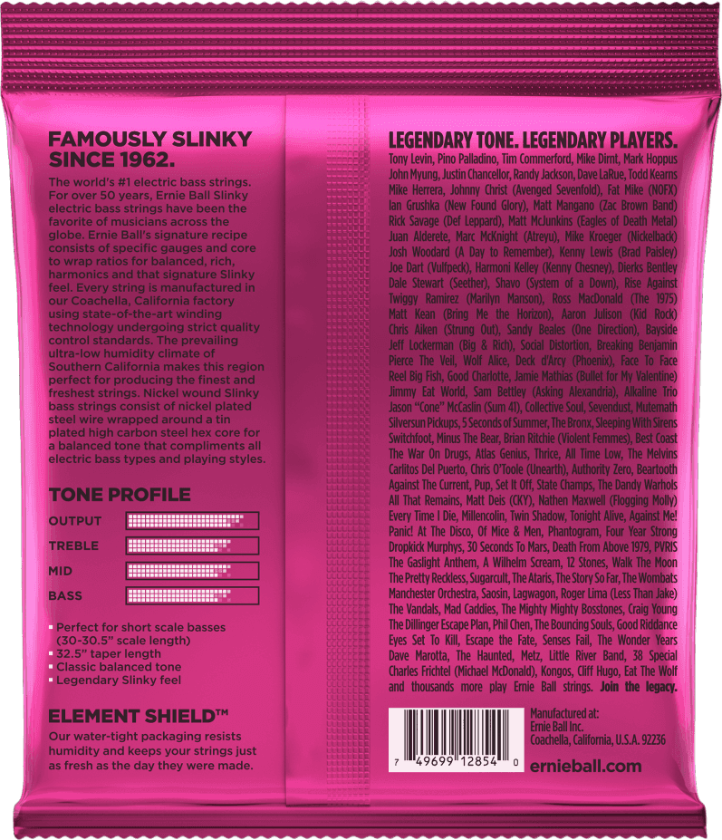 Bass 4 2854 Super Slinky Short Scale 40 100 set of 4 strings
