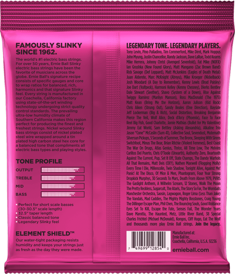 Ernie Ball Jeu De 4 Cordes Bass (4) 2854 Super Slinky Short Scale 40-100 - Electric bass strings - Variation 1