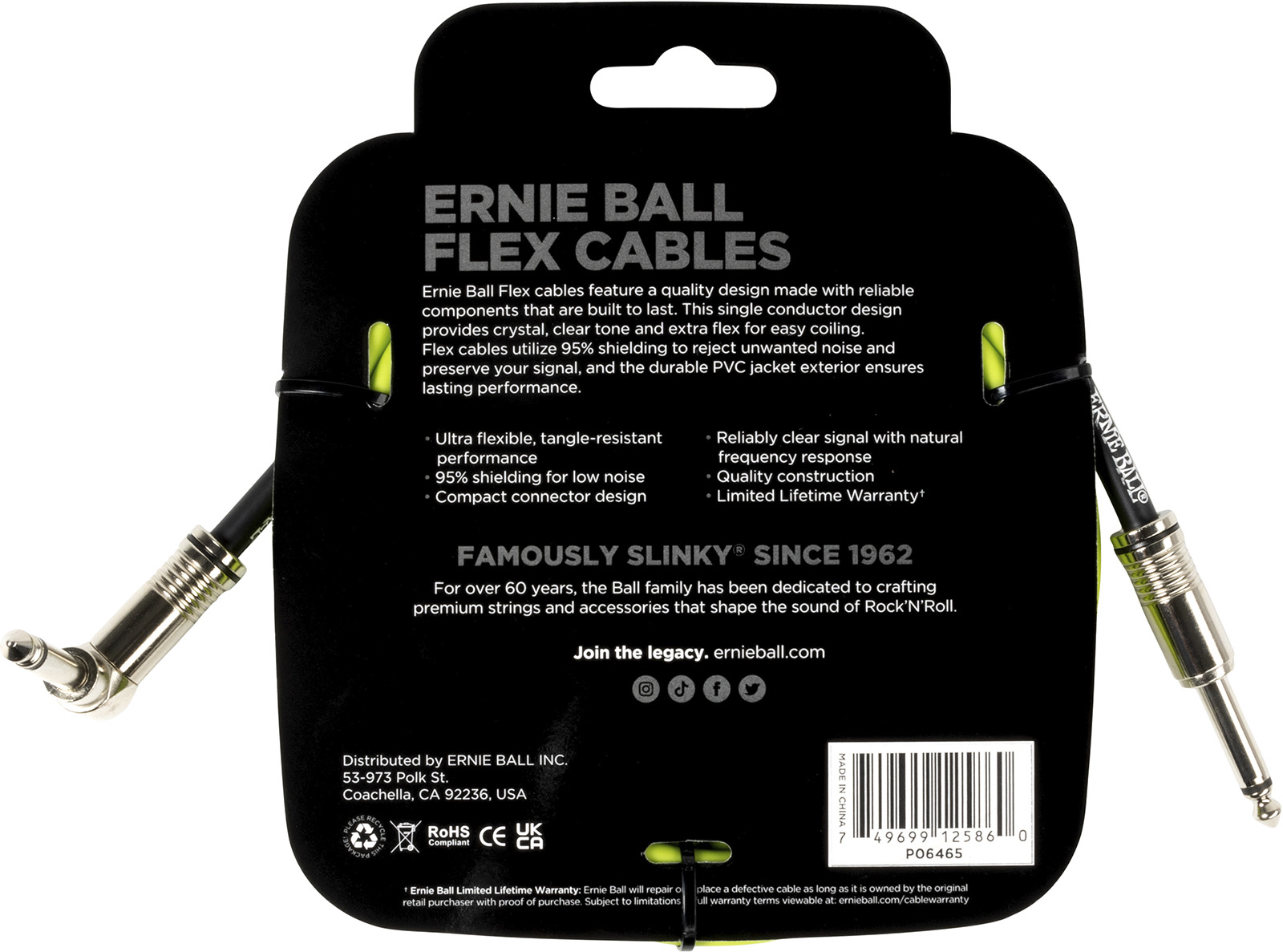 Ernie Ball Câble Instrument Flex Jack/jack Coudé 3m Vert - Cable - Variation 1