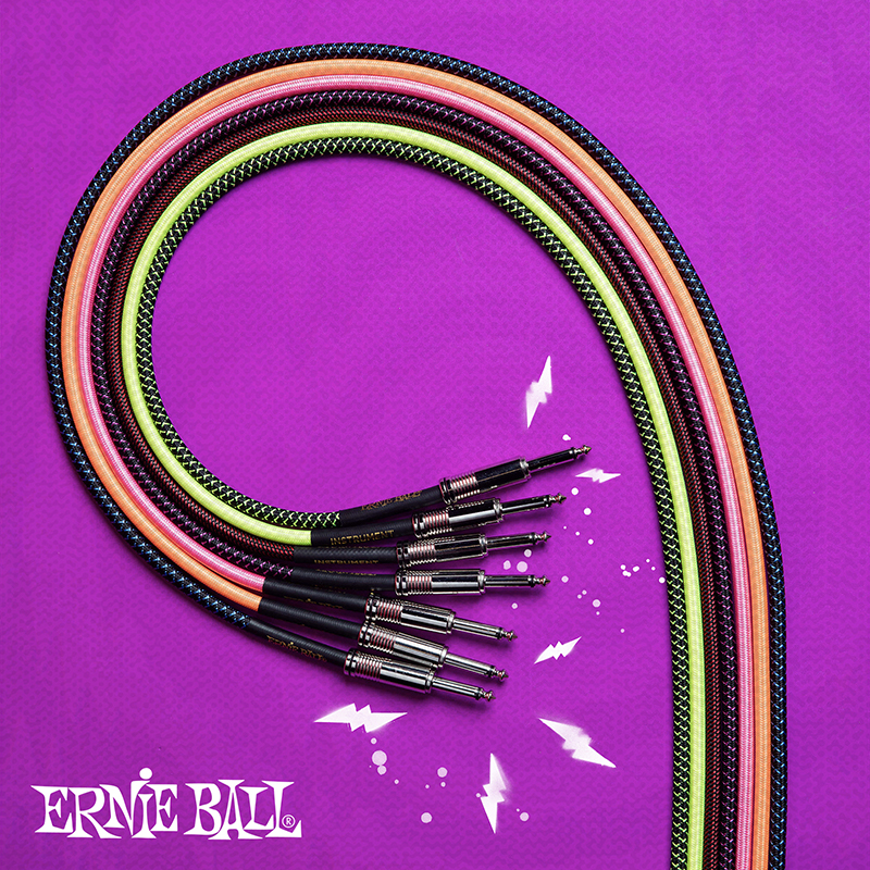 Ernie Ball Cables Instrument Gaine Tissée Jack/jack Coudé 3m Jaune Fluo - Cable - Variation 2