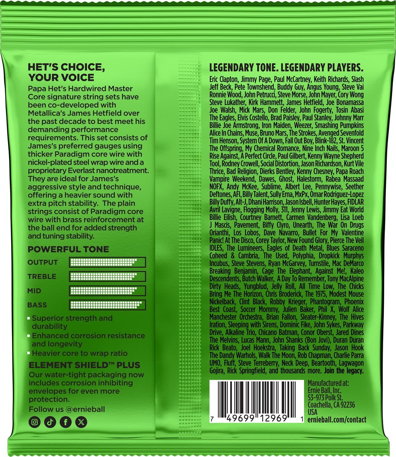 Ernie Ball Jeu De 6 Cordes Cordes électrique Signature Papa Hets, James Hetfield - 11-50 - Electric guitar strings - Variation 1