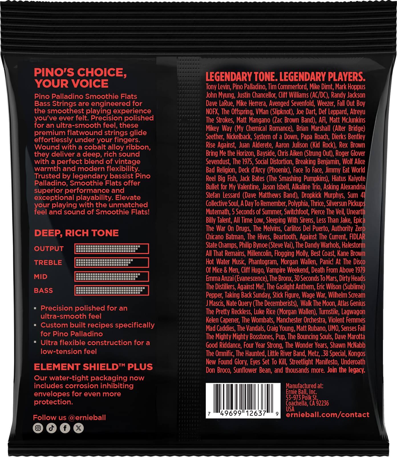 Ernie Ball Jeu De 4 Cordes Cordes Basse Filet Plat Signature Pino Palladino Extra Light 38-98 - Electric bass strings - Variation 1