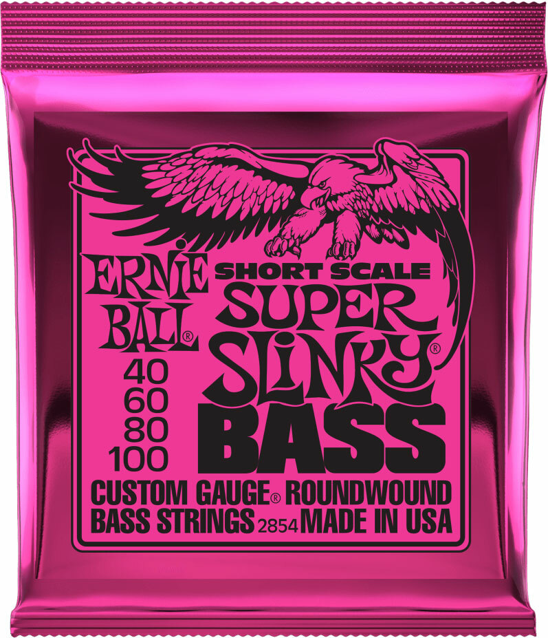 Ernie Ball Jeu De 4 Cordes Bass (4) 2854 Super Slinky Short Scale 40-100 - Electric bass strings - Main picture