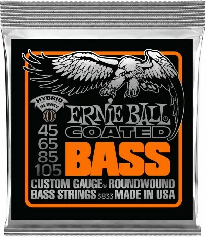 Ernie Ball Jeu De 4 Cordes Bass (4) 3833 Coated Hybrid Slinky 45-105 - Electric bass strings - Main picture