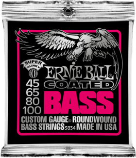 Ernie Ball Jeu De 4 Cordes Bass (4) 3834 Coated Super Slinky 45-100 - Electric bass strings - Main picture