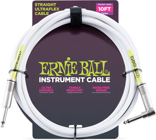 Ernie Ball Cables Instrument Classic Jack/jack CoudÉ 3m Blanc - Cable - Main picture