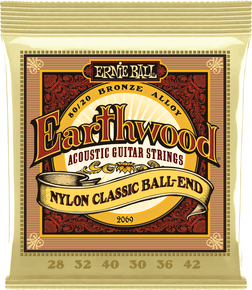 Ernie Ball Jeu De 12 Cordes Classic (12) 2069 Earthwood Nylon 80/20 Bronze Ball-end 28-42 - Nylon guitar strings - Main picture