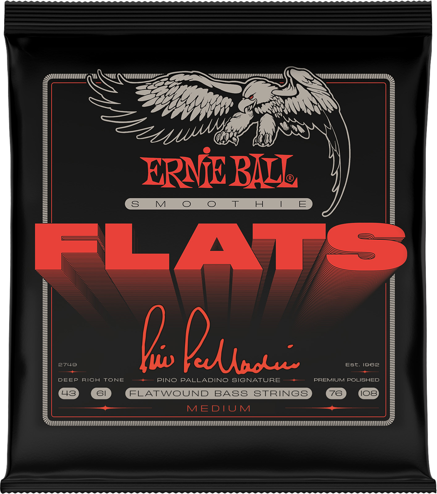 Ernie Ball Jeu De 4 Cordes Cordes Basse Filet Plat Signature Pino Palladino Medium 43-108 - Electric bass strings - Main picture
