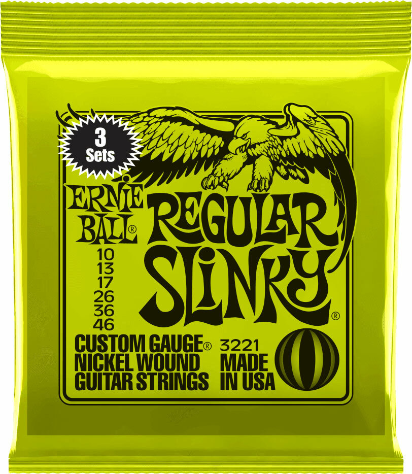 Ernie Ball Jeu De 6 Cordes Electric (3x Set) 3221 Regular Slinky 10-46 - Electric guitar strings - Main picture