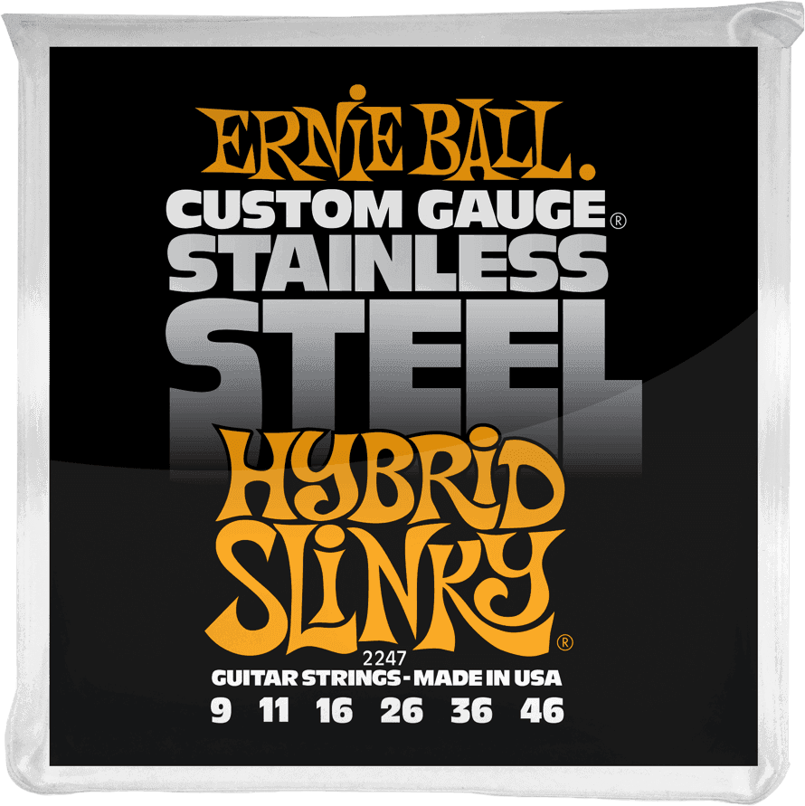 Ernie Ball Jeu De 6 Cordes Electric (6) 2247 Custom Gauge Stainless Steel Hybrid Slinky 9-46 - Electric guitar strings - Main picture