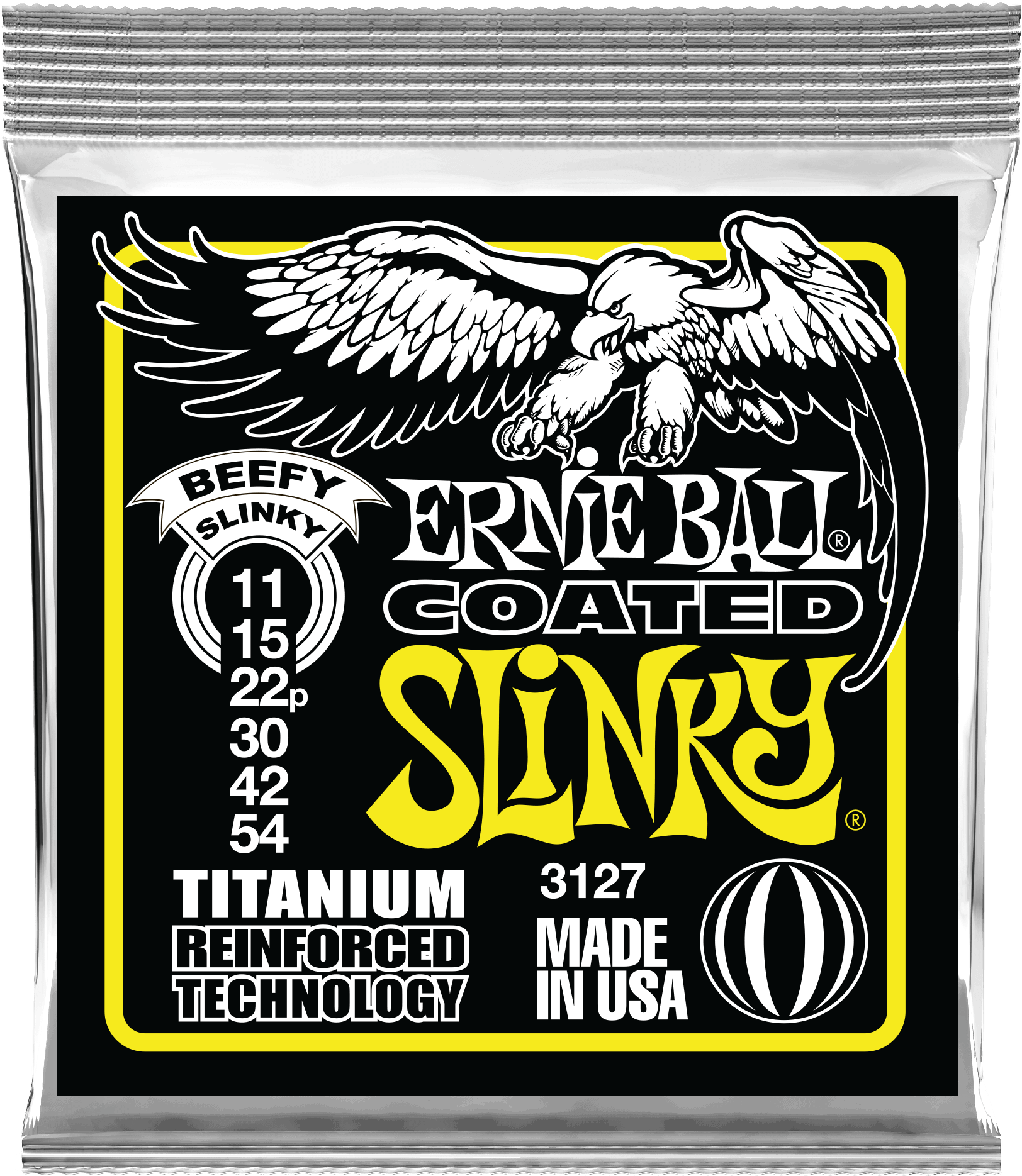 Ernie Ball Jeu De 6 Cordes Electric (6) 3127 Coated Titanium Beefy Slinky 11-54 - Electric guitar strings - Main picture