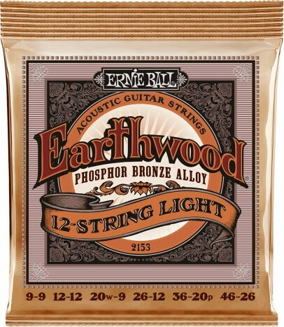 Ernie Ball Jeu De 12 Cordes Folk (12) 2153 Earthwood Phosphore Bronze Light 9-46 - Acoustic guitar strings - Main picture