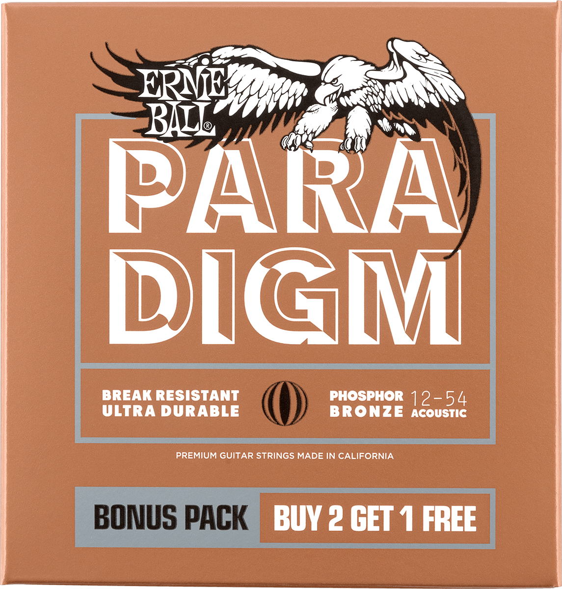 Ernie Ball Jeu De 6 Cordes Folk (3x Set) 3316 Paradigm Phosphor 12-54 - Acoustic guitar strings - Main picture