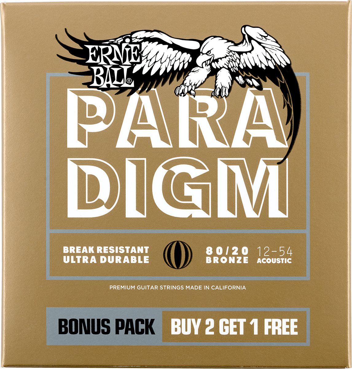 Ernie Ball Jeu De 6 Cordes Folk (3x Set) 3326 Paradigm 80/20 12-54 - Acoustic guitar strings - Main picture