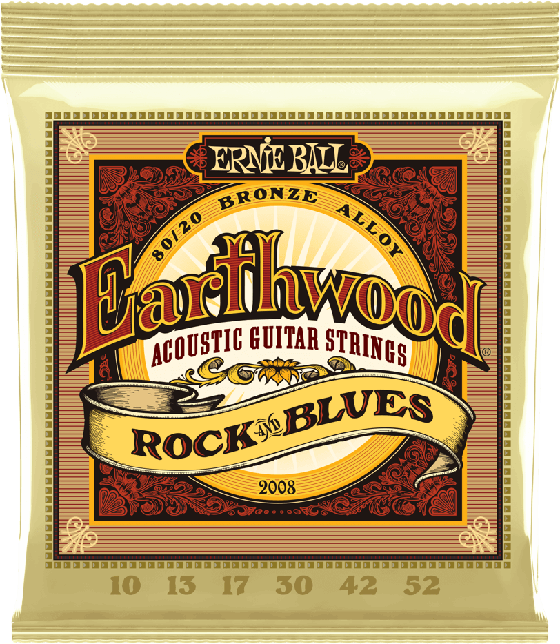 Ernie Ball Jeu De 6 Cordes Folk (6) 2008 Earthwood  80/20 Bronze Rock & Blues 10-52 - Acoustic guitar strings - Main picture