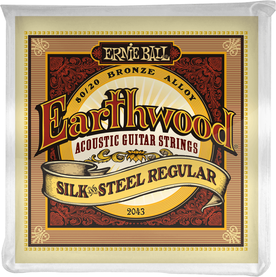 Ernie Ball Jeu De 6 Cordes Folk (6) 2043 Earthwood 80/20 Bronze Regular - Silk&steel 13-56 - Acoustic guitar strings - Main picture