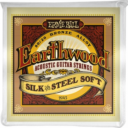 Ernie Ball Jeu De 6 Cordes Folk (6) 2045 Earthwood 80/20 Bronze Soft - Silk&steel 11-52 - Acoustic guitar strings - Main picture