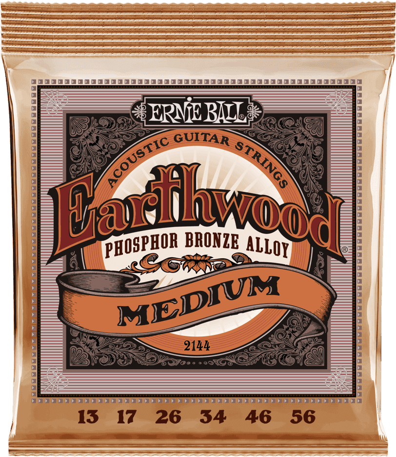 Ernie Ball Jeu De 6 Cordes Folk (6) 2144 Earthwood Phosphore Bronze Medium 13-56 - Acoustic guitar strings - Main picture