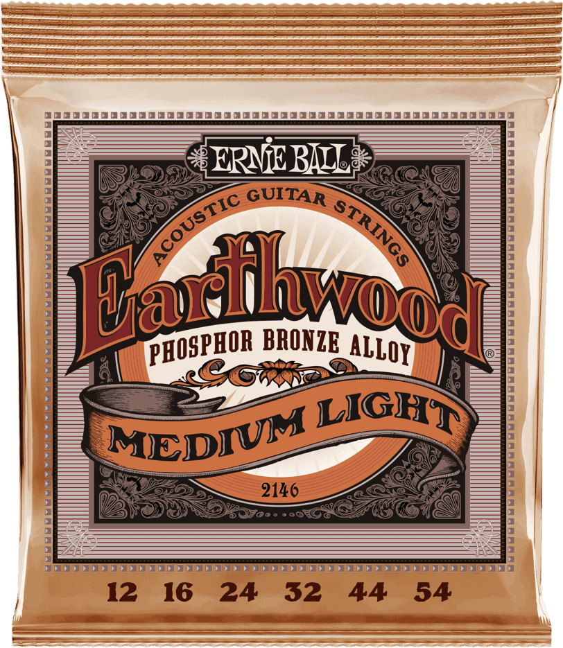 Ernie Ball Jeu De 6 Cordes Folk (6) 2146 Earthwood Phosphore Bronze Medium Light 12-54 - Acoustic guitar strings - Main picture