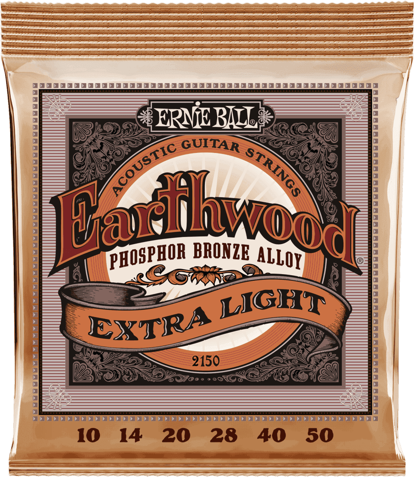Ernie Ball Jeu De 6 Cordes Folk (6) 2150 Earthwood Phosphore Bronze Extra Light 10-50 - Acoustic guitar strings - Main picture