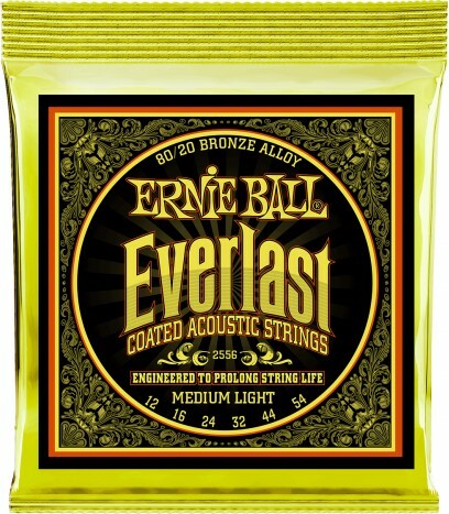 Ernie Ball Jeu De 6 Cordes Folk (6) 2556 Everlast Coated 80/20 Bronze Medium Light 12-54 - Acoustic guitar strings - Main picture