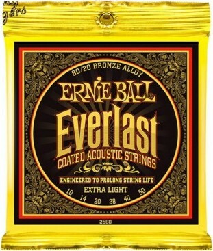 Ernie Ball Jeu De 6 Cordes Folk (6) 2560 Everlast Coated 80/20 Bronze Extra Light 10-50 - Acoustic guitar strings - Main picture