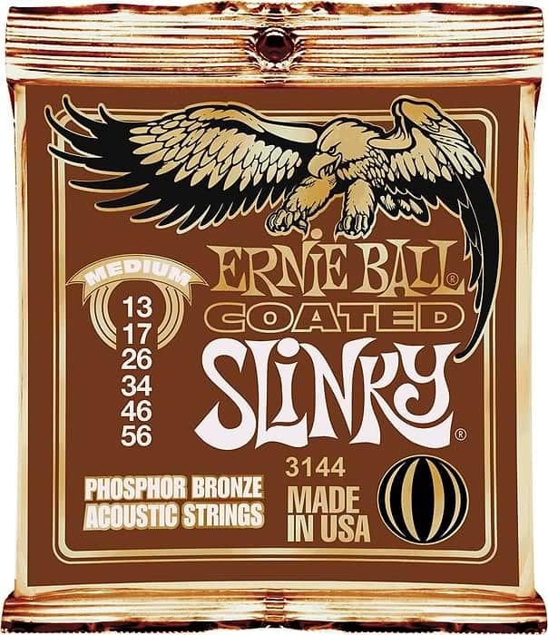 Ernie Ball Jeu De 6 Cordes Folk (6) 3144 Coated Phosphor Bronze Slinky 13-56 - Acoustic guitar strings - Main picture