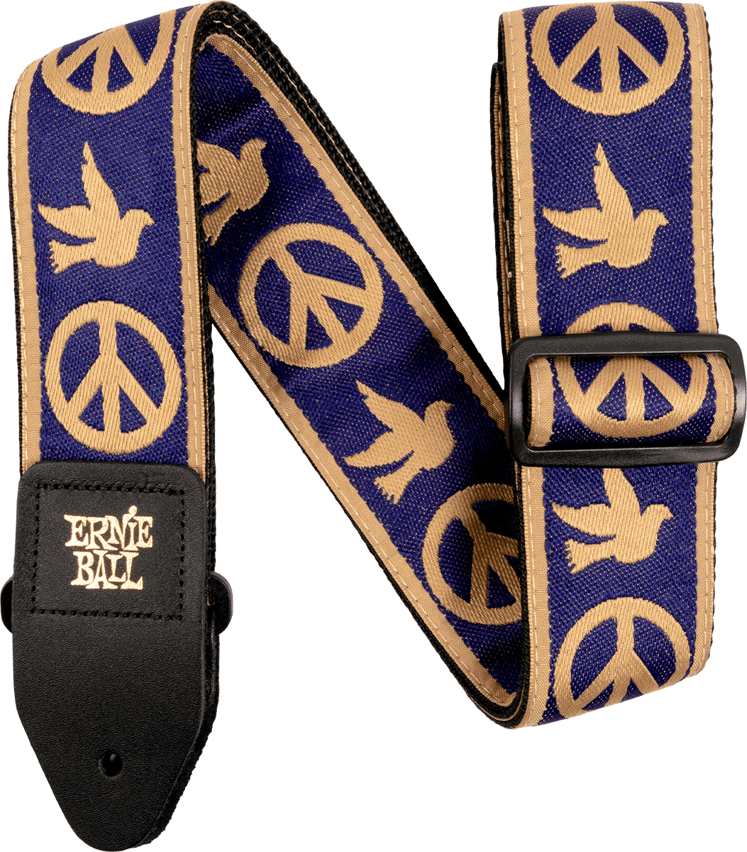 Ernie Ball Jacquard 2.inc Guitar Strap Peace Dove Love Navy Blue Beige - Guitar strap - Main picture