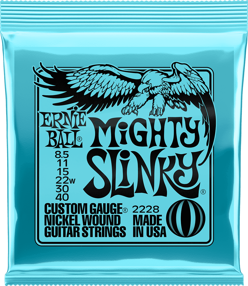 Ernie Ball P02228 Mighty Slinky Nickel Wound Electric Guitar 6c 8.5-40 - Electric guitar strings - Main picture