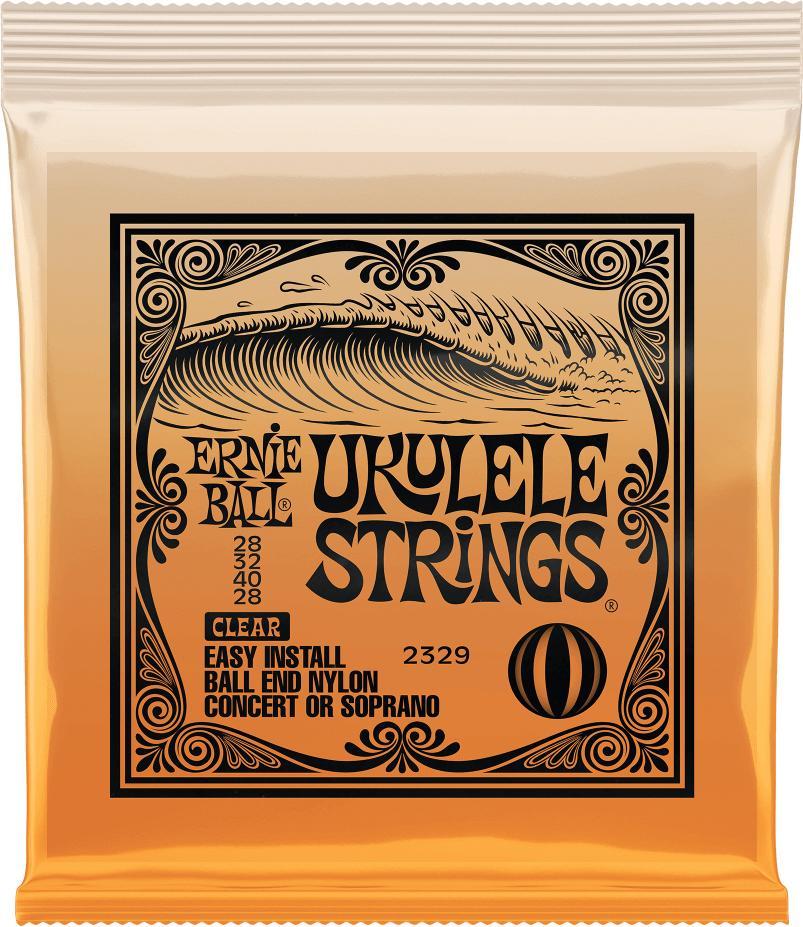 Ukulele strings Ernie ball P02329 Ukulele 4-String Set Ball End Nylon Clear Concert / Soprano 28-28