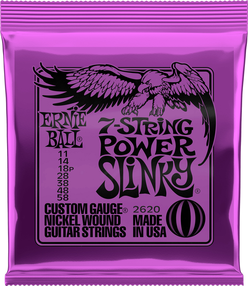 Ernie Ball P02620 Power Slinky Nickel Wound Electric Guitar Strings 7c 11-58 - Electric guitar strings - Main picture