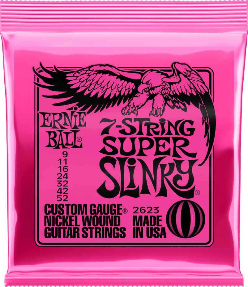 P02623 Electric Guitar 7 String Set Super Slinky Nickel Wound 9 52 7 string set