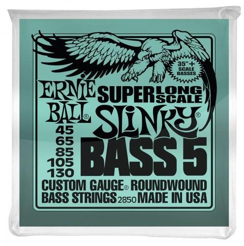 Electric bass strings Ernie ball P02850 5-String Slinky Nickel Wound Super Long Scale Electric Bass Strings 45-130
