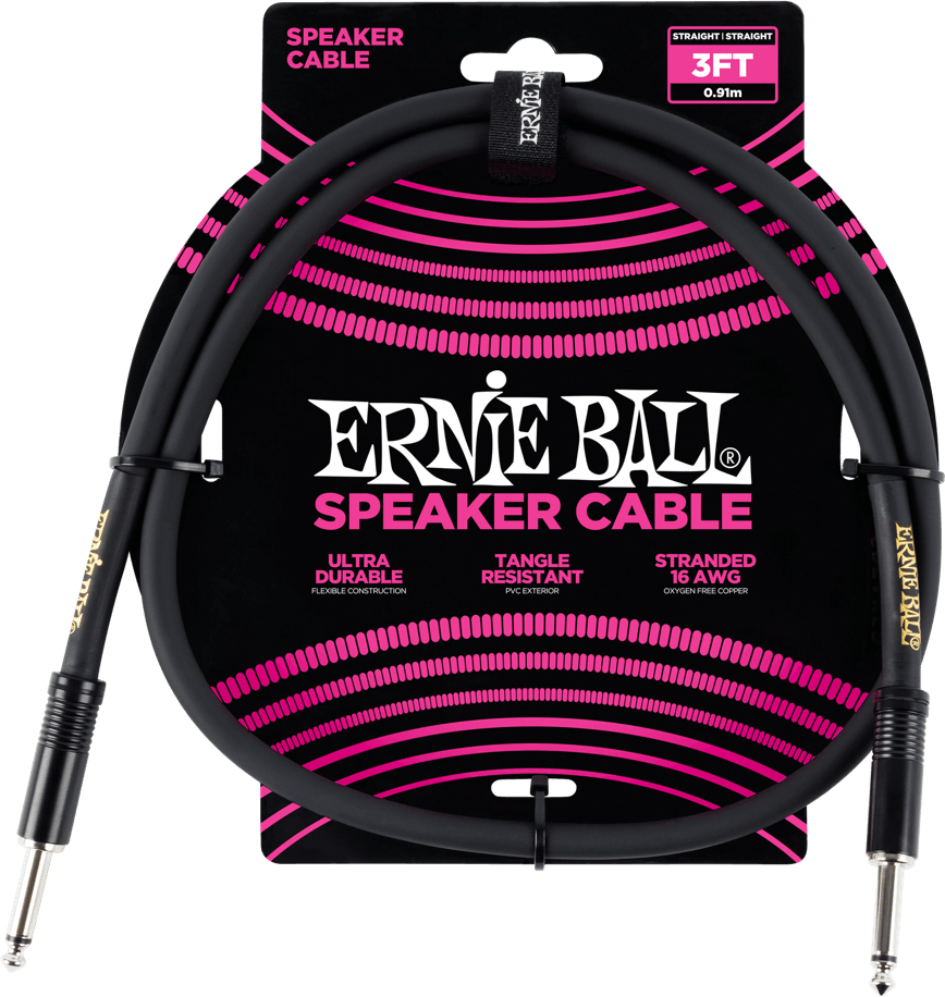 Ernie Ball P06071 3in. Straight / Straight Speaker Cable 0.91m Droit / Droit Black - Cable - Main picture