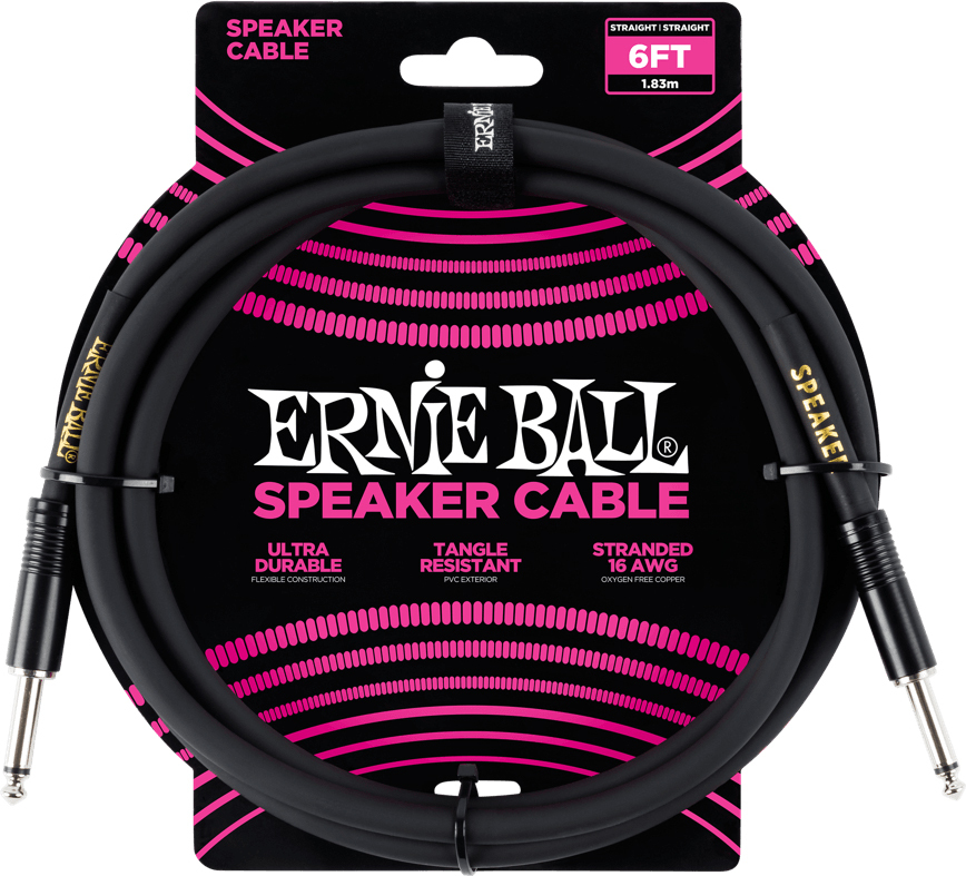 Ernie Ball P06072 6in. Straight / Straight Speaker Cable 1.83m Droit / Droit Black - Cable - Main picture